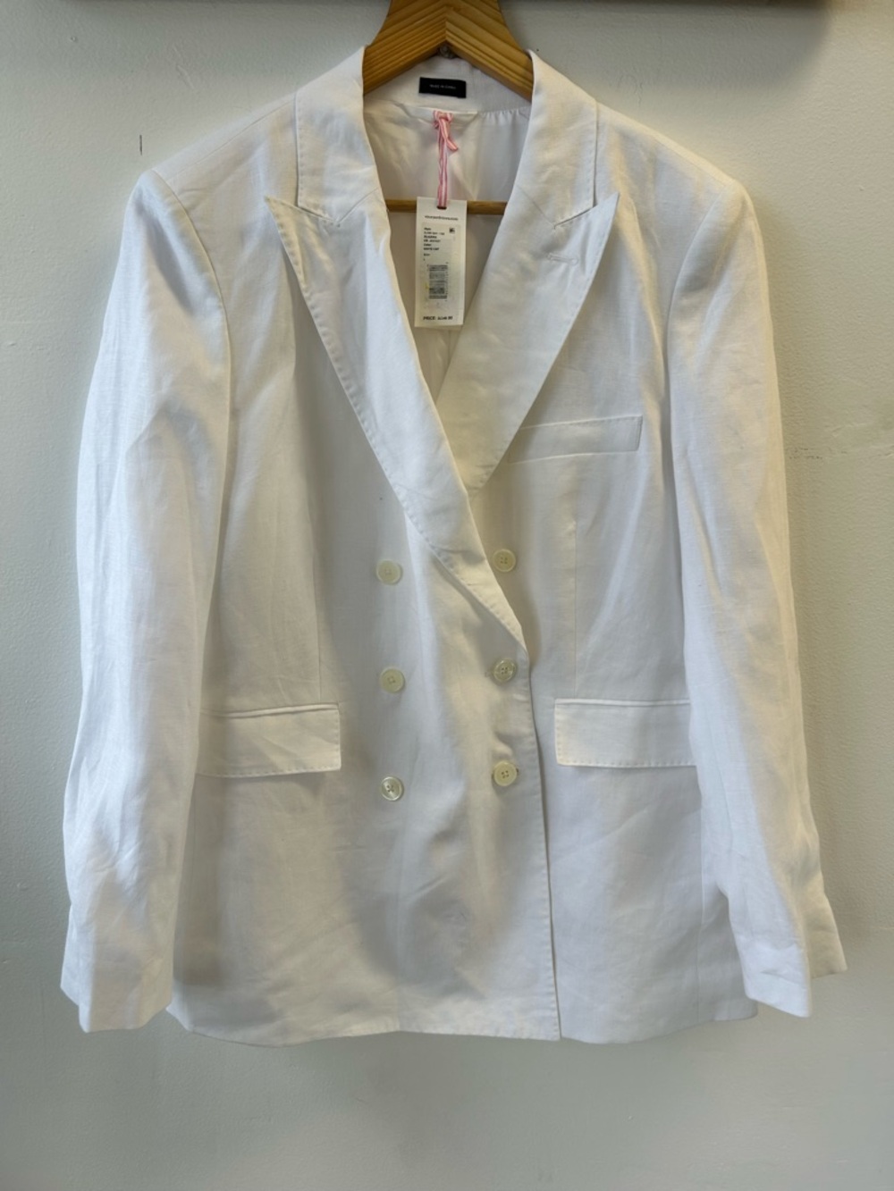Vineyard Vines White Double-Breasted Linen Blazer